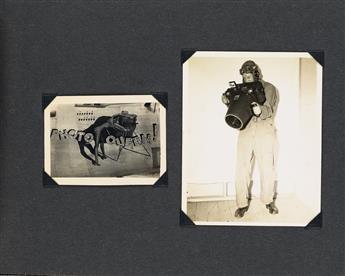 (WOLRD WAR II--FLIGHT) Album with 44 photographs apparently made by a WWII military skydiver,